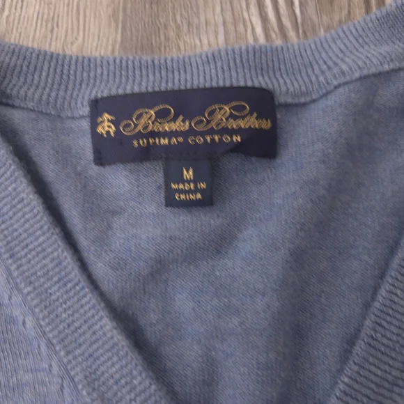 Brooks Brothers Sweater Mens Medium Gray 100% Cotton Pullover V Neck V - Picture 3 of 10